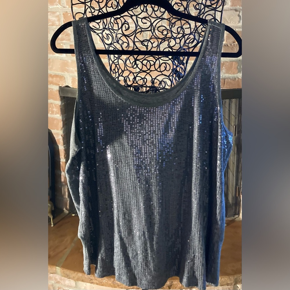 Lane Bryant Sparkling Sequin Tank Top - Gray